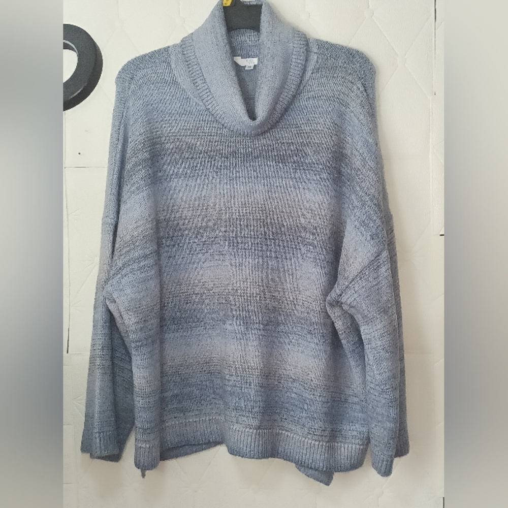 Time & Tru Women's Ombre Cowl Neck Fashion Sweater color  Blue size XXL(20)